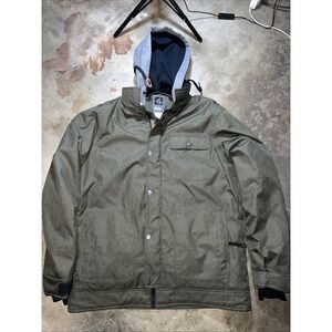 Pulse Men's Hooded Winter Jacket L Olive Green Gray Snowboard Workwear Coat